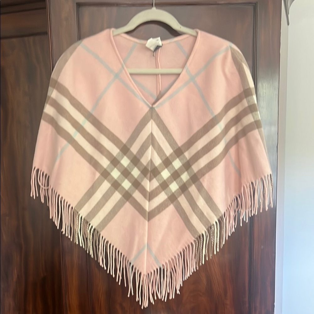 Burberry Pink and Brown Plaid Poncho